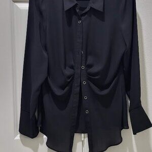DKNY Women'S Button-Front Blouse Black, Size M
